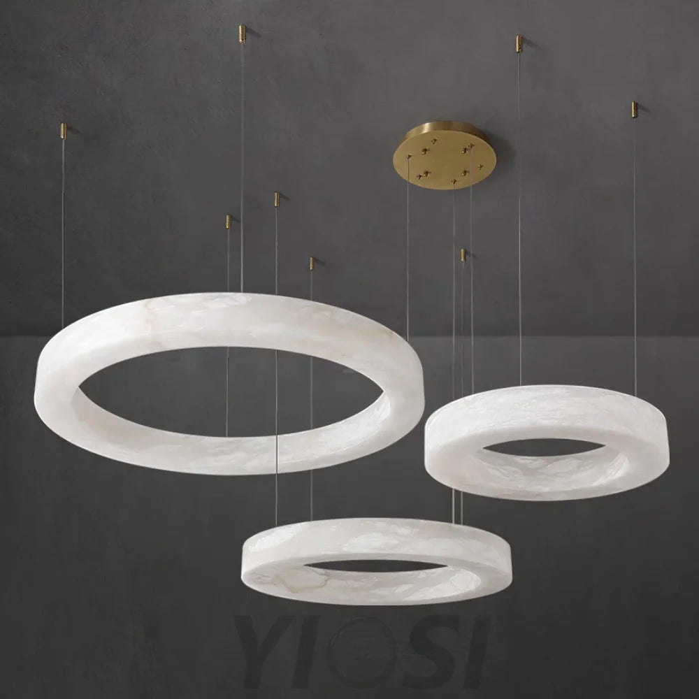 Marika Alabaster Ring Chandelier - Alabaster, Alabaster Chandelier-1-Yiosilamp