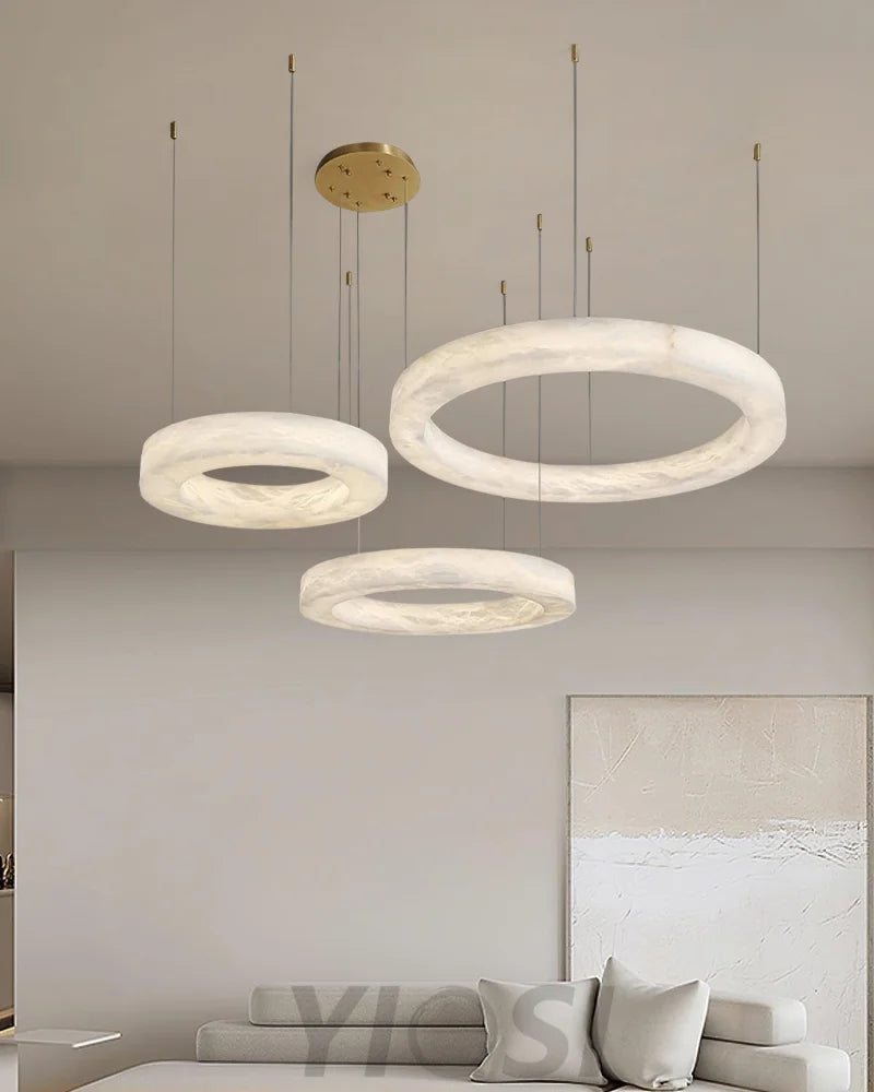 Marika Alabaster Ring Chandelier - Alabaster, Alabaster Chandelier-1-Yiosilamp