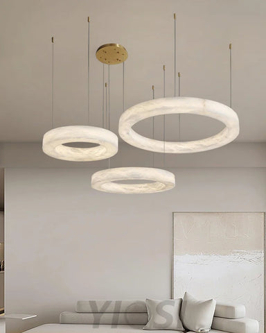 Marika Alabaster Ring Chandelier - Alabaster, Alabaster Chandelier-1-Yiosilamp