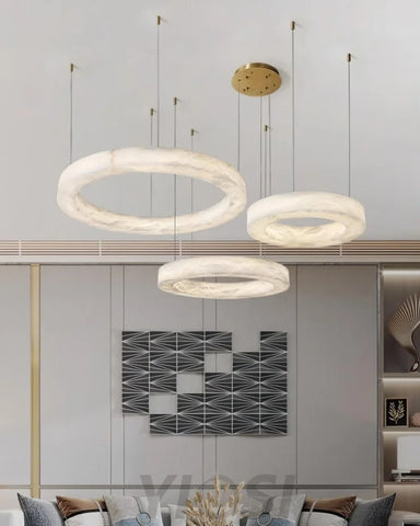 Marika Alabaster Ring Chandelier - Alabaster, Alabaster Chandelier-1-Yiosilamp