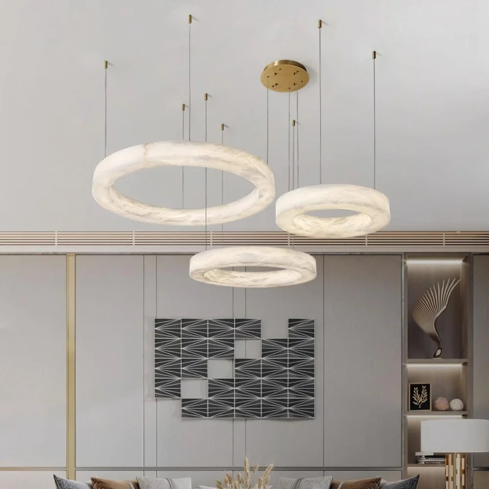 Marika Alabaster Ring Chandelier - Alabaster, Alabaster Chandelier-1-Yiosilamp