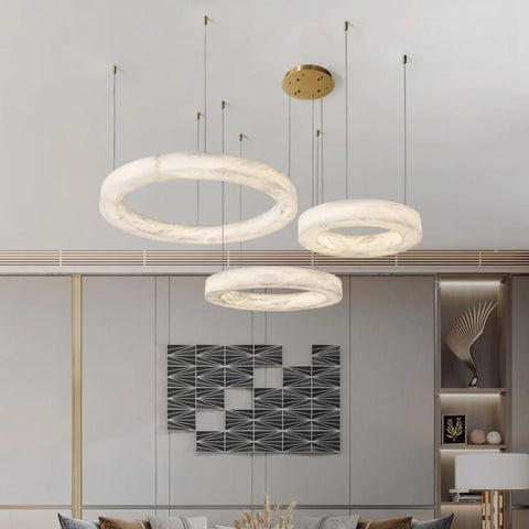Marika Alabaster Ring Chandelier - Alabaster, Alabaster Chandelier-1-Yiosilamp