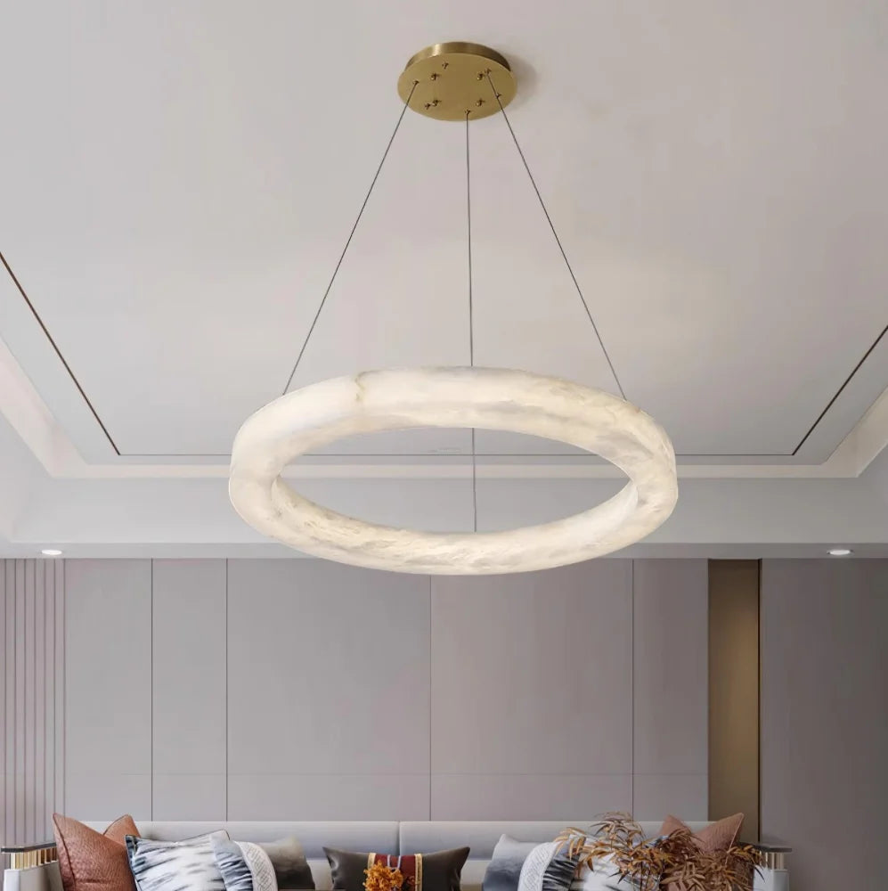 Marika Alabaster Ring Chandelier - Alabaster, Alabaster Chandelier-1-Yiosilamp