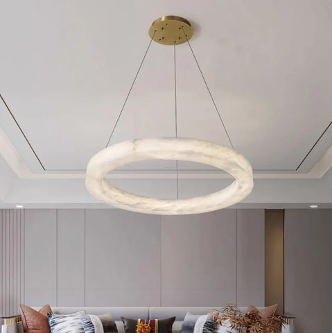 Marika Alabaster Ring Chandelier - Alabaster, Alabaster Chandelier-1-Yiosilamp