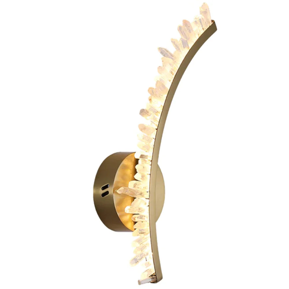 Marlin Modern Rock Crystal Wall Sconce 4.7’’ W X 16.5’’ H / Chanpagne Gold