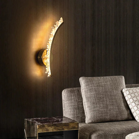 Marlin Modern Rock Crystal Wall Sconce 4.7’’ W X 19’’ H / Chanpagne Gold