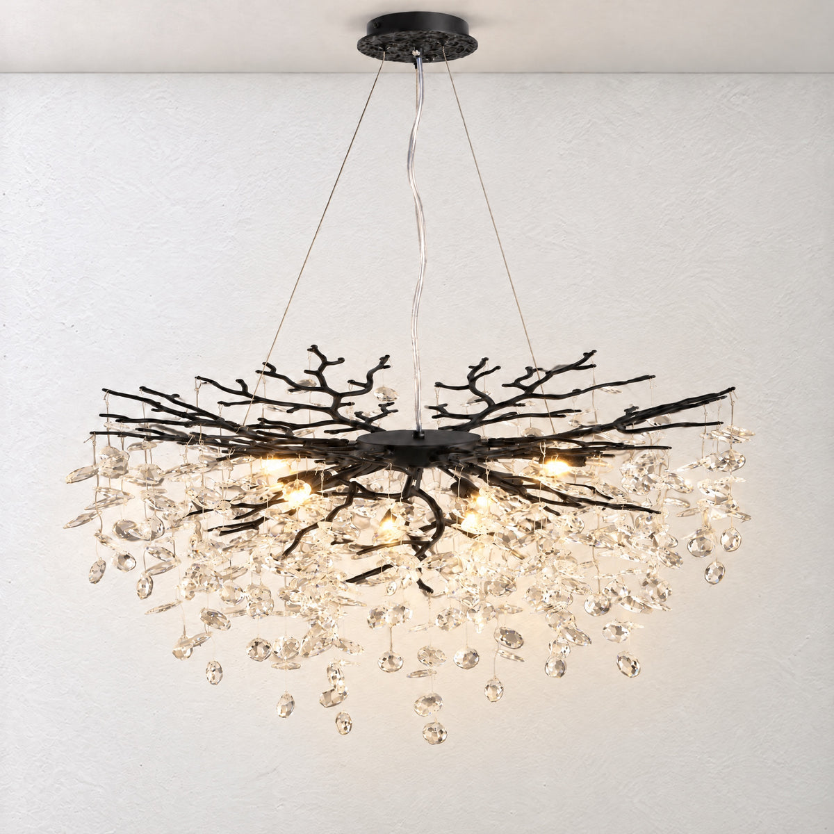 Marquise Branch Semicircle Round Pendant 600 - Matte Black