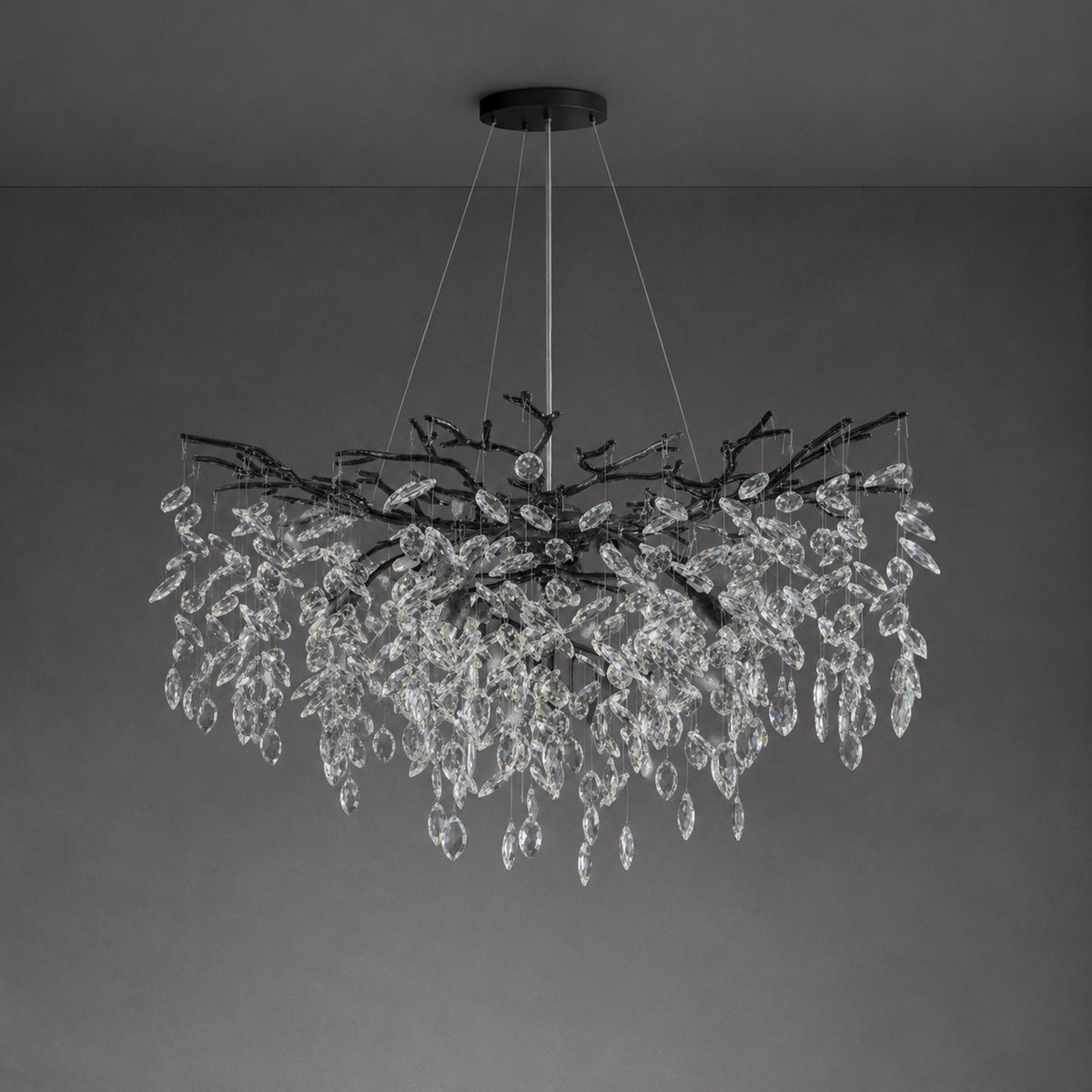 Marquise Branch Semicircle Round Pendant 760 - Matte Black – lights off