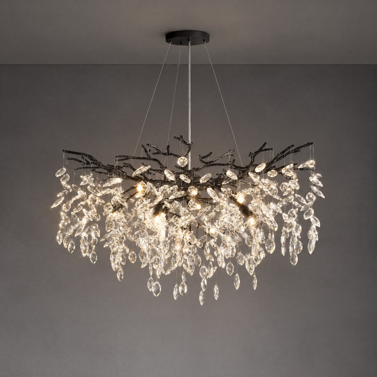 Marquise Branch Semicircle Round Pendant 760 - Matte Black – lights on