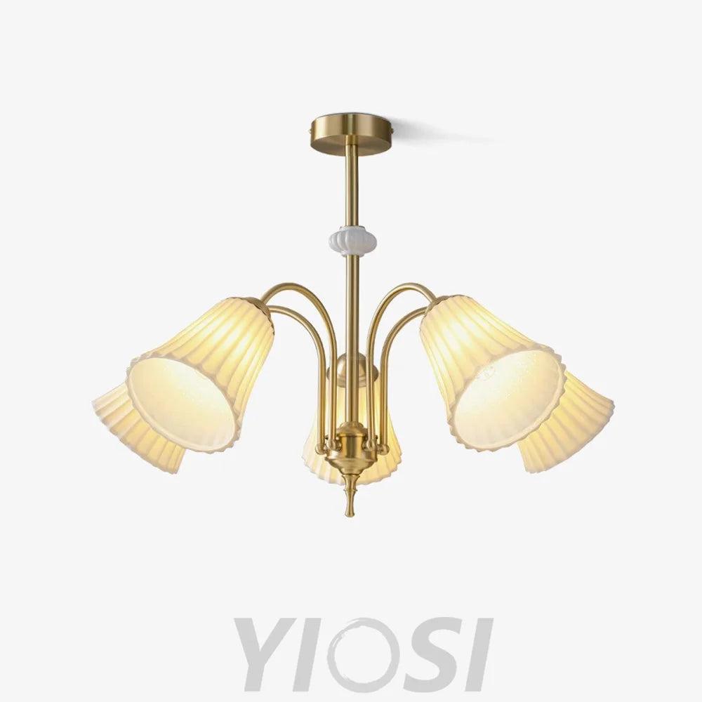 Medieval Ceramic Trumpet Chandelier with 3/5/8 lamps - Flower Ceramic-1-Yiosilamp