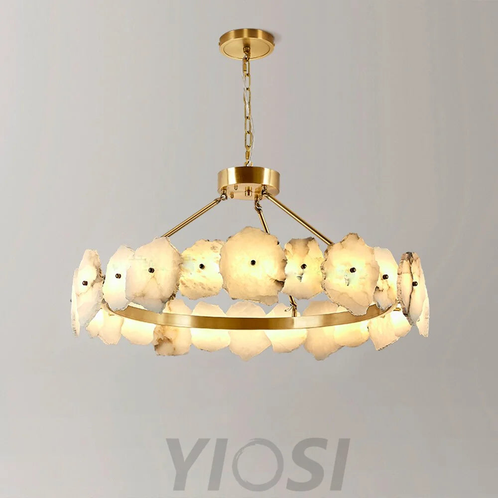 Meena Natural Alabaster Modern Round Chandelier Chandeliers For Dining Room Stairways Foyer