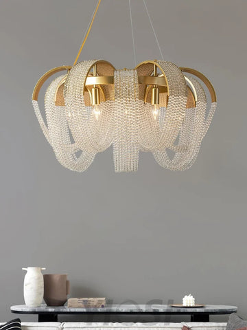 Mesh Crystal Chandelier with 1/6/9 heads - Crystals-1-Yiosilamp