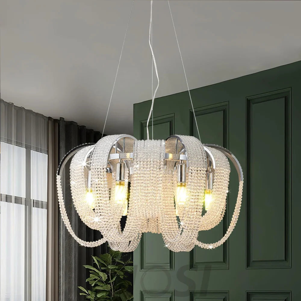 Mesh Crystal Chandelier with 1/6/9 heads - Crystals-1-Yiosilamp