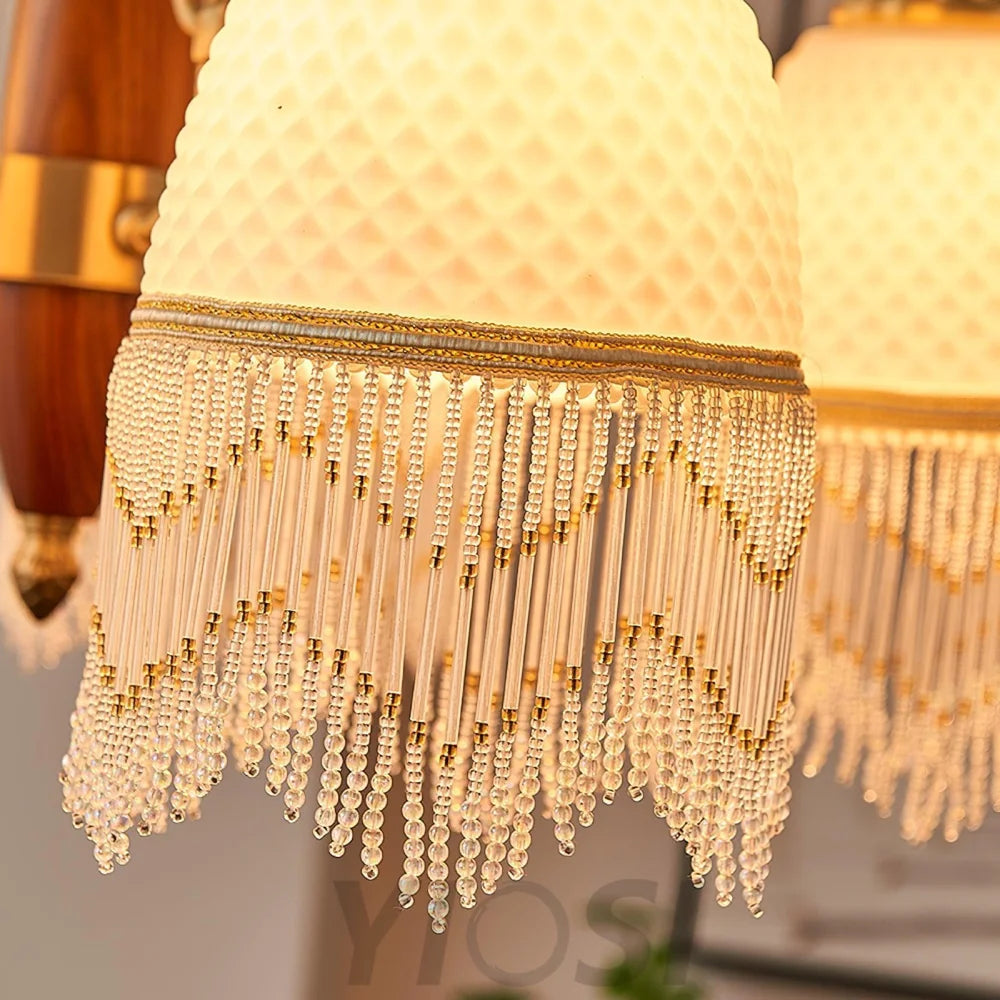 Mesh Tassel Glass Chandelier ∅ 19.7″ - Tassel-1-Yiosilamp