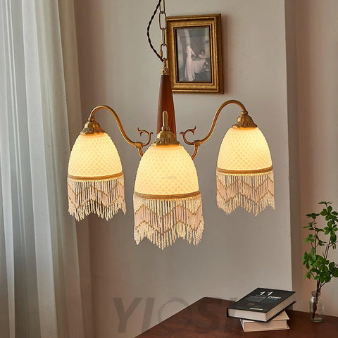 Mesh Tassel Glass Chandelier ∅ 19.7″ - Tassel-1-Yiosilamp