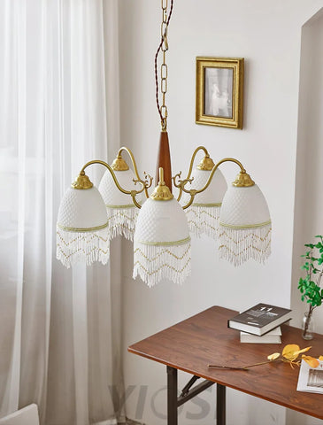Mesh Tassel Glass Chandelier ∅ 19.7″ - Tassel-1-Yiosilamp