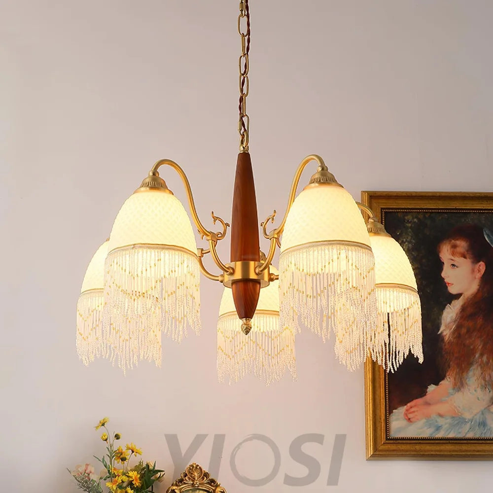 Mesh Tassel Glass Chandelier ∅ 19.7″ - Tassel-1-Yiosilamp