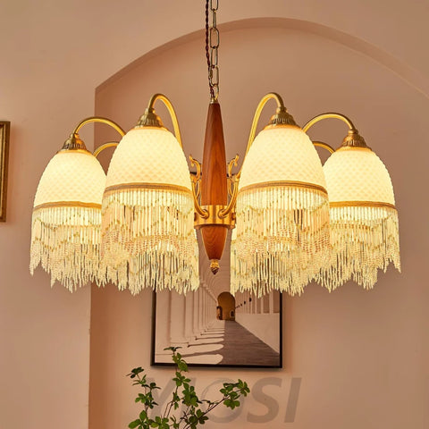 Mesh Tassel Glass Chandelier ∅ 19.7″ - Tassel-1-Yiosilamp