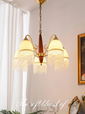Mesh Tassel Glass Chandelier ∅ 19.7″ - Tassel-1-Yiosilamp