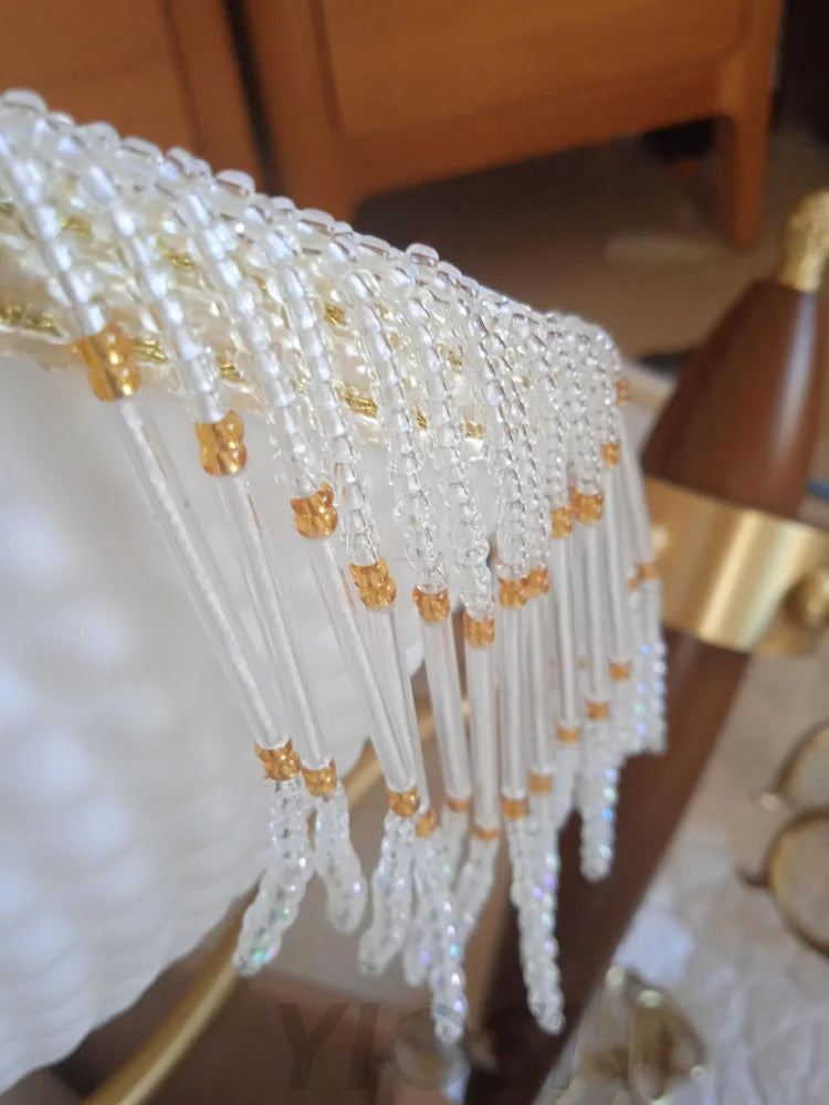 Mesh Tassel Glass Chandelier ∅ 19.7″ - Tassel-1-Yiosilamp