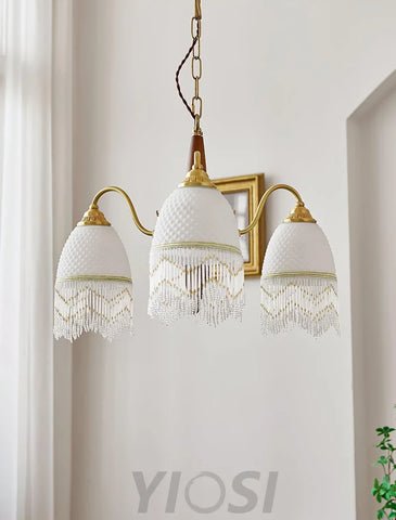 Mesh Tassel Glass Chandelier ∅ 19.7″ - Tassel-1-Yiosilamp