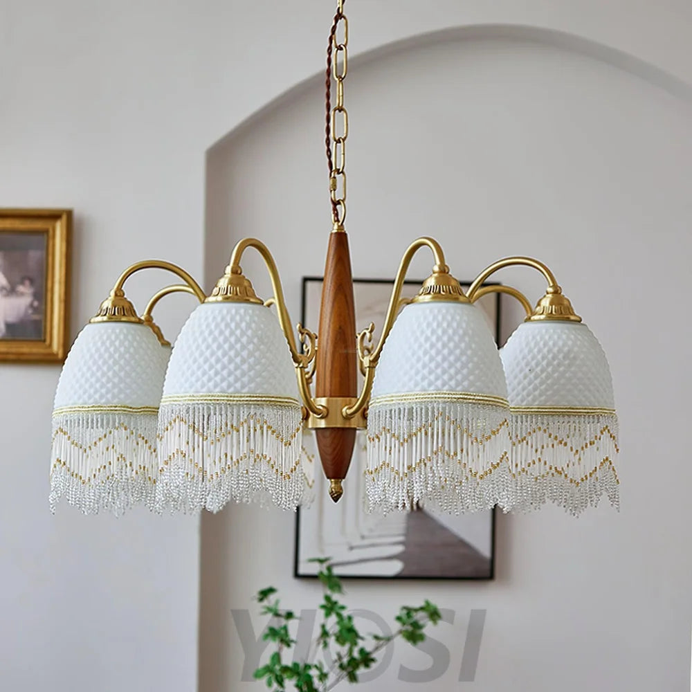 Mesh Tassel Glass Chandelier ∅ 19.7″ - Tassel-1-Yiosilamp