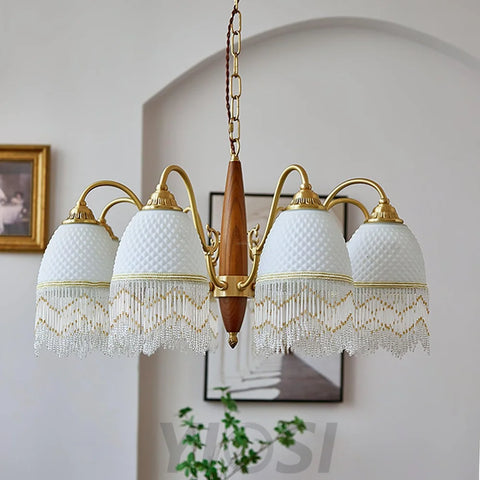 Mesh Tassel Glass Chandelier ∅ 19.7″ - Tassel-1-Yiosilamp