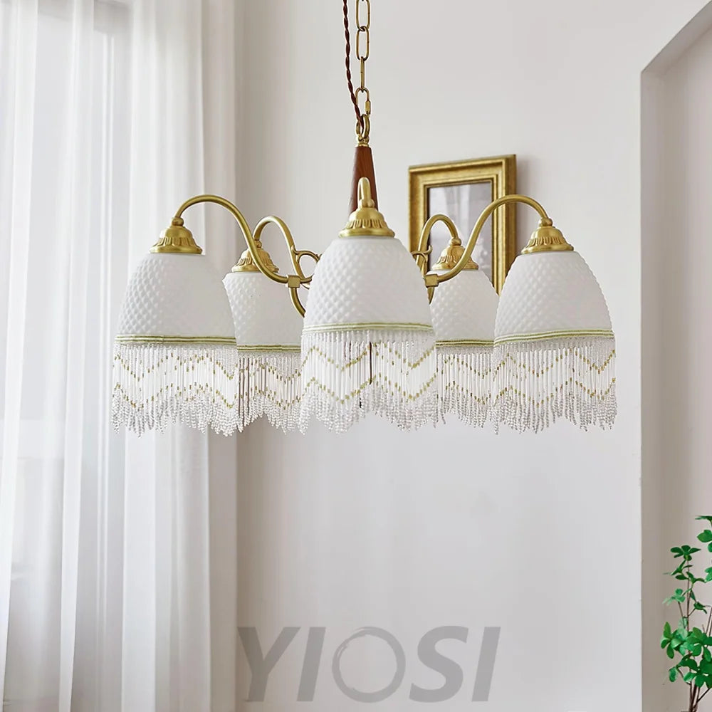 Mesh Tassel Glass Chandelier ∅ 19.7″ - Tassel-1-Yiosilamp