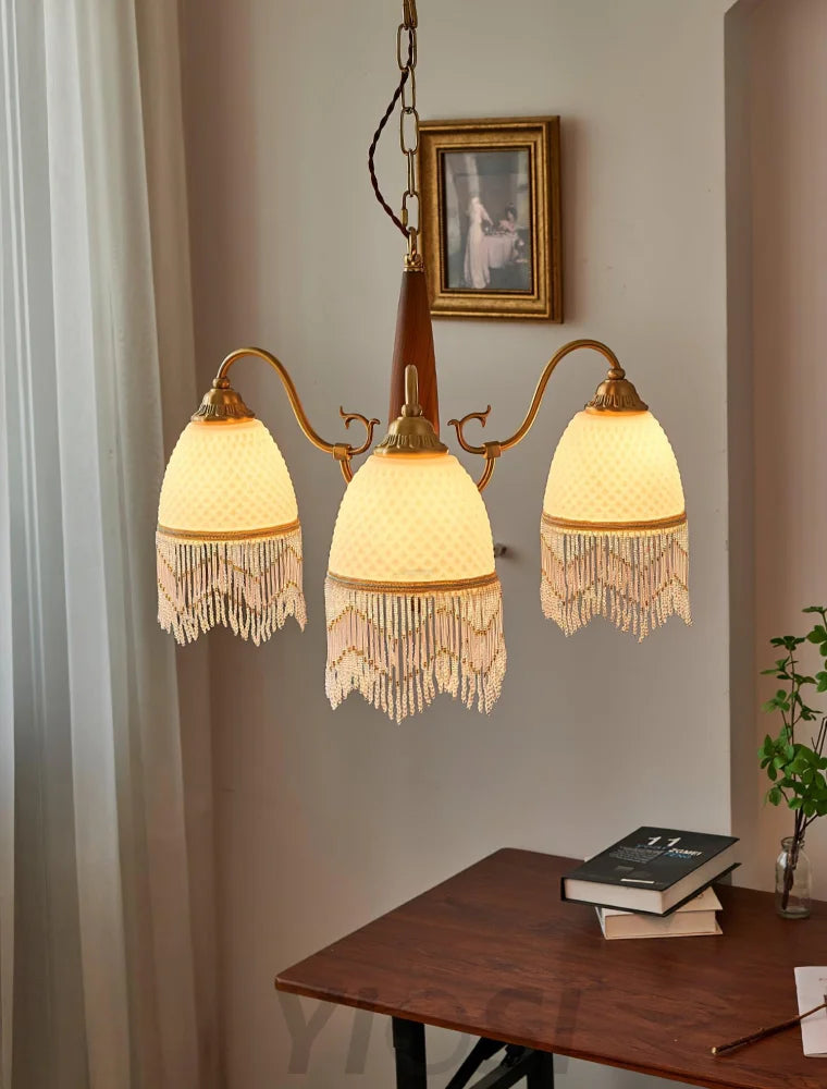 Mesh Tassel Glass Chandelier ∅ 19.7″ - Tassel-1-Yiosilamp