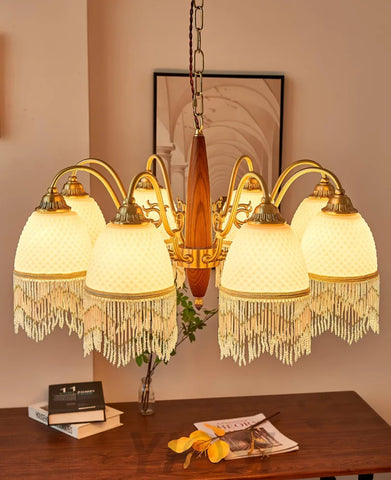 Mesh Tassel Glass Chandelier ∅ 19.7″ - Tassel-1-Yiosilamp