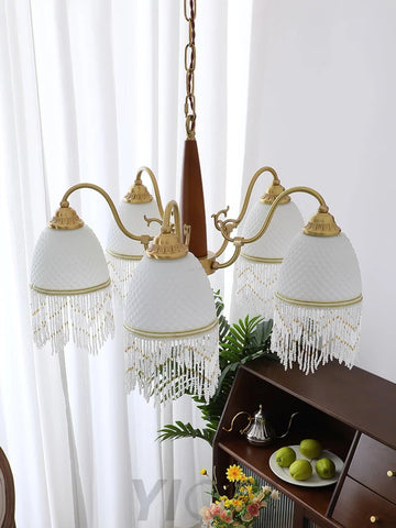Mesh Tassel Glass Chandelier ∅ 19.7″ - Tassel-1-Yiosilamp