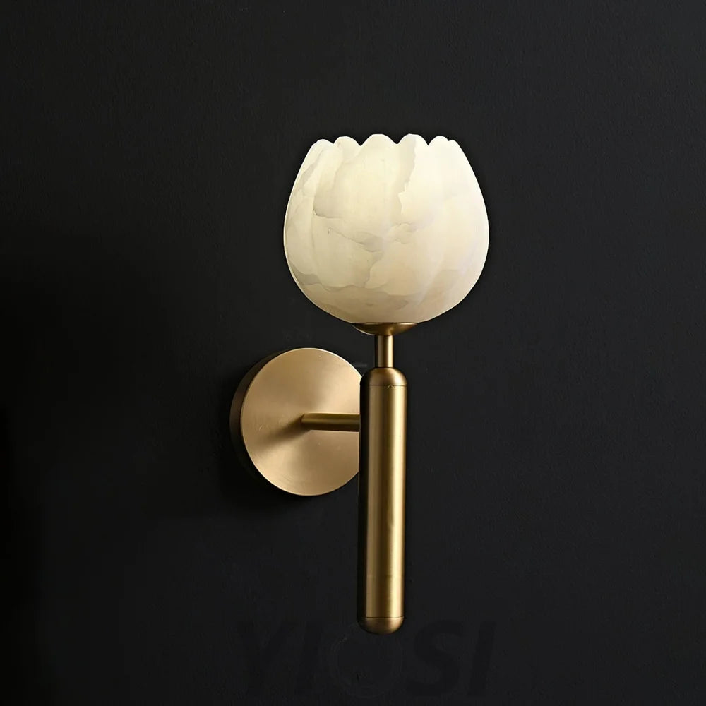 Mian Wall Sconce Alabaster - Alabaster, Alabaster Wall Lamp-1-Yiosilamp