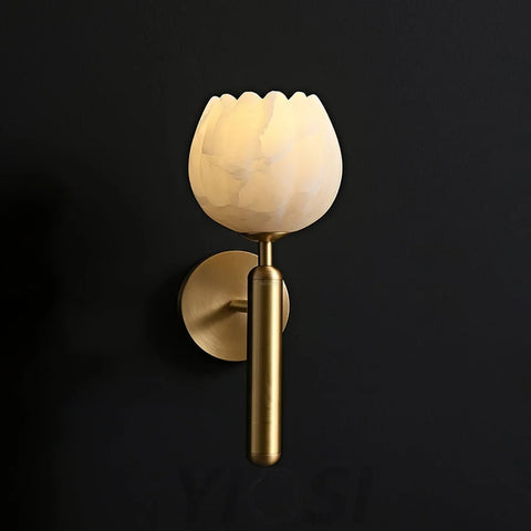 Mian Wall Sconce Alabaster - Alabaster, Alabaster Wall Lamp-1-Yiosilamp