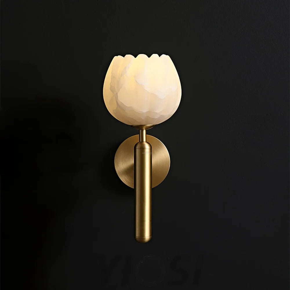 Mian Wall Sconce Alabaster - Alabaster, Alabaster Wall Lamp-1-Yiosilamp