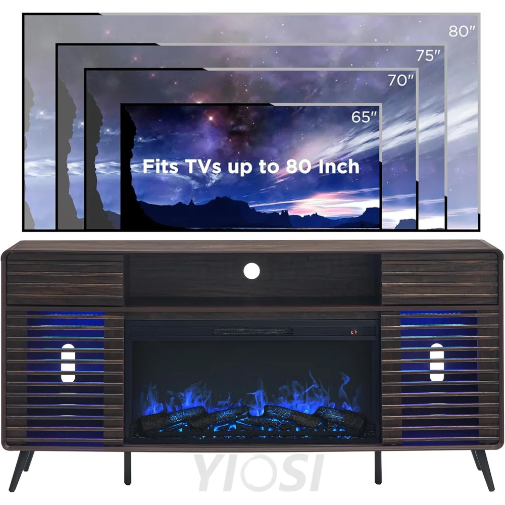 RedLemon Mid Century Modern Fireplace TV Stand for 80 Inch TV