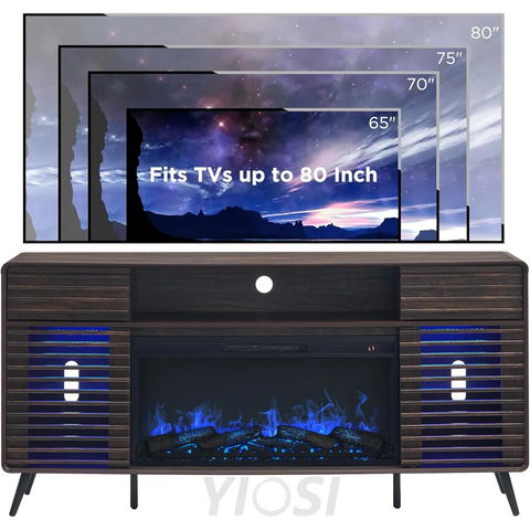 RedLemon Mid Century Modern Fireplace TV Stand for 80 Inch TV