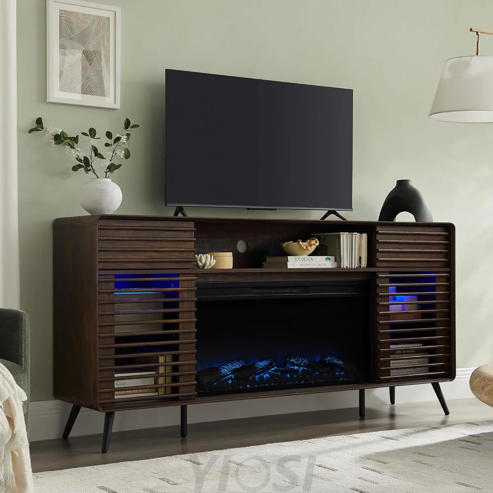 RedLemon Mid Century Modern Fireplace TV Stand for 80 Inch TV
