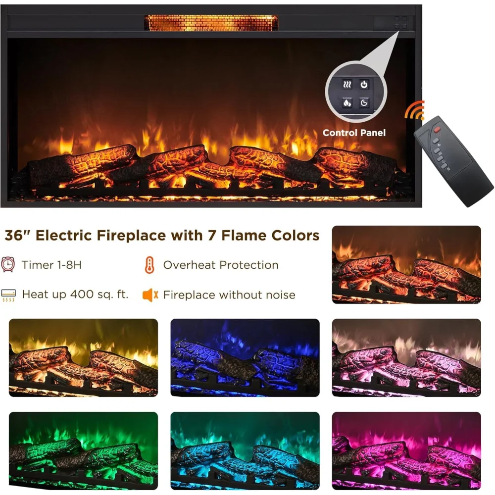 RedLemon Mid Century Modern Fireplace TV Stand for 80 Inch TV