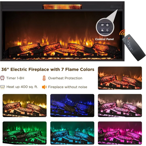 RedLemon Mid Century Modern Fireplace TV Stand for 80 Inch TV
