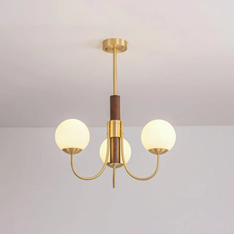 Midas Touch Walnut Sphere Chandelier with 3/6/8 heads - Yiosilamp