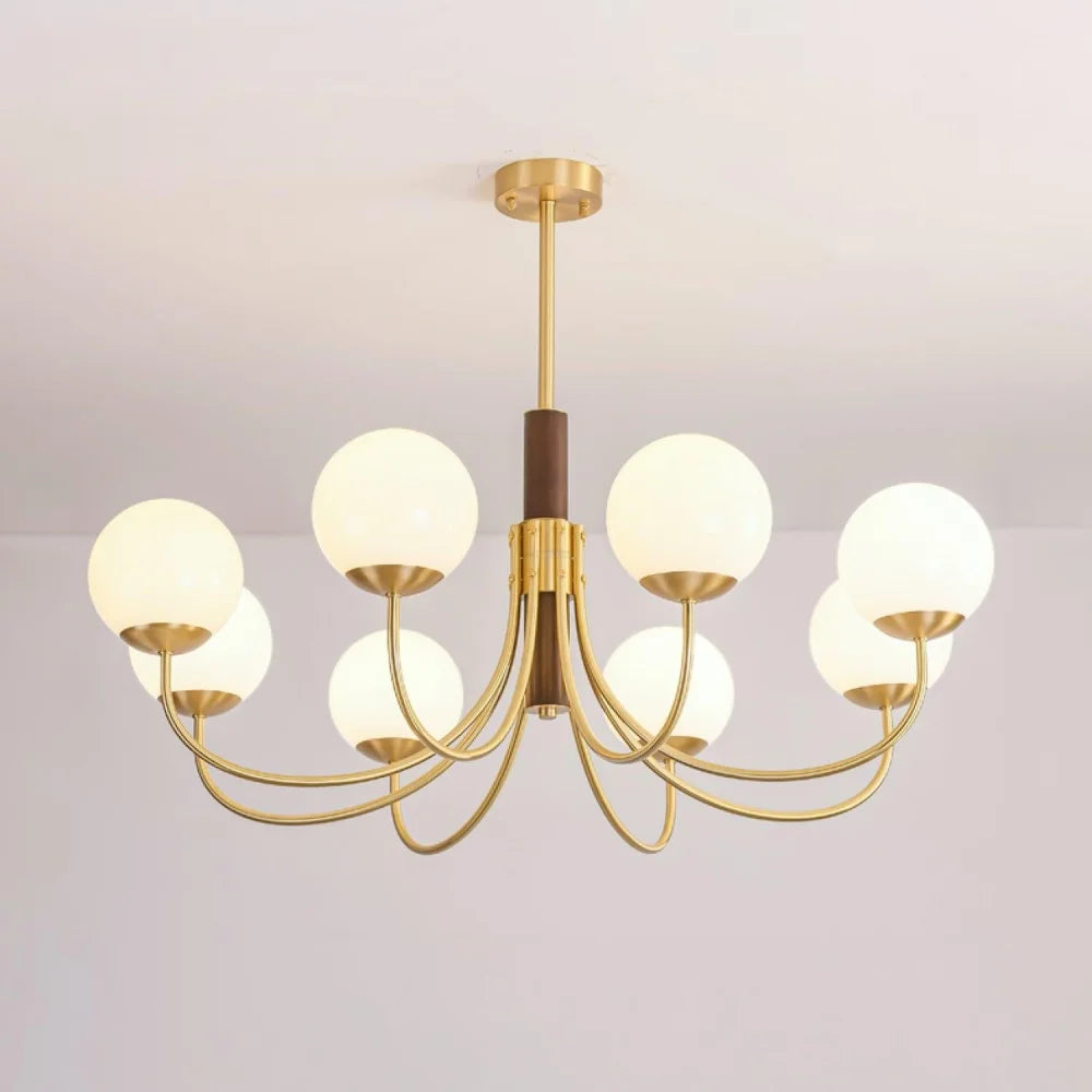 Midas Touch Walnut Sphere Chandelier with 3/6/8 heads - Yiosilamp