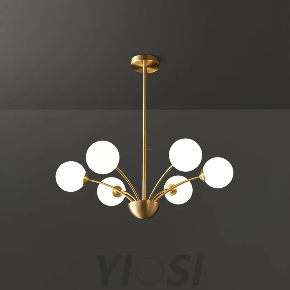 Millender Chandelier with 6/8/10/12 heads - Bend, Brass&Opaque, Brass&White, Marshmallow Chandelier-1-Yiosilamp