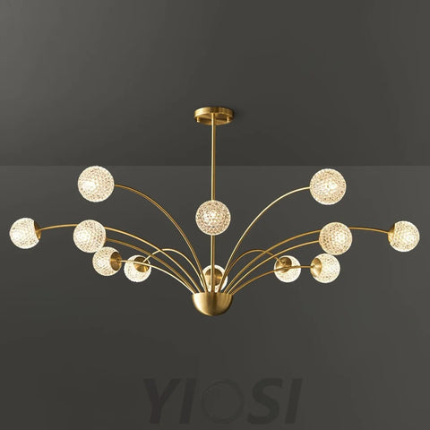Millender Chandelier with 6/8/10/12 heads - Bend, Brass&Opaque, Brass&White, Marshmallow Chandelier-1-Yiosilamp