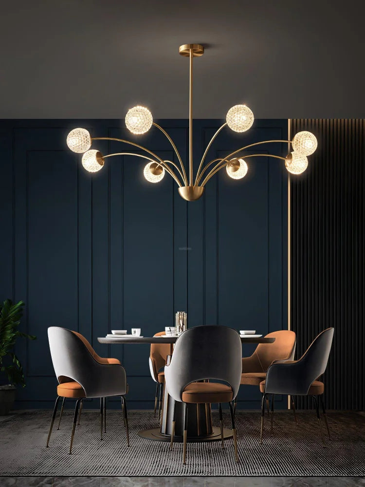 Millender Chandelier with 6/8/10/12 heads 8 heads ∅ 37.4″ x H 10.2″ / Dia 95cm x H 26cm / Brass + Opaque Chandelier