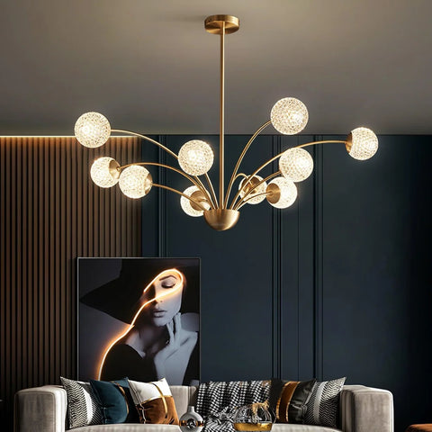 Millender Chandelier with 6/8/10/12 heads 10 heads ∅ 37.4″ x H 10.2″ / Dia 95cm x H 26cm / Brass + Opaque Chandelier