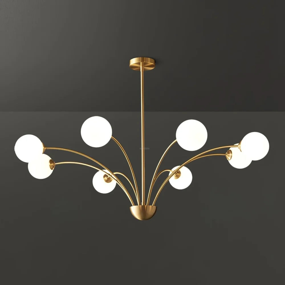 Millender Chandelier with 6/8/10/12 heads 8 heads ∅ 37.4″ x H 10.2″ / Dia 95cm x H 26cm / Brass + White Chandelier