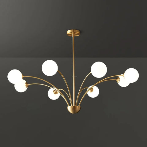 Millender Chandelier with 6/8/10/12 heads 8 heads ∅ 37.4″ x H 10.2″ / Dia 95cm x H 26cm / Brass + White Chandelier