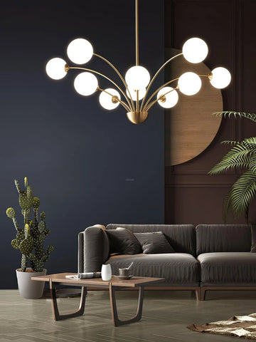 Millender Chandelier with 6/8/10/12 heads 10 heads ∅ 37.4″ x H 10.2″ / Dia 95cm x H 26cm / Brass + White Chandelier