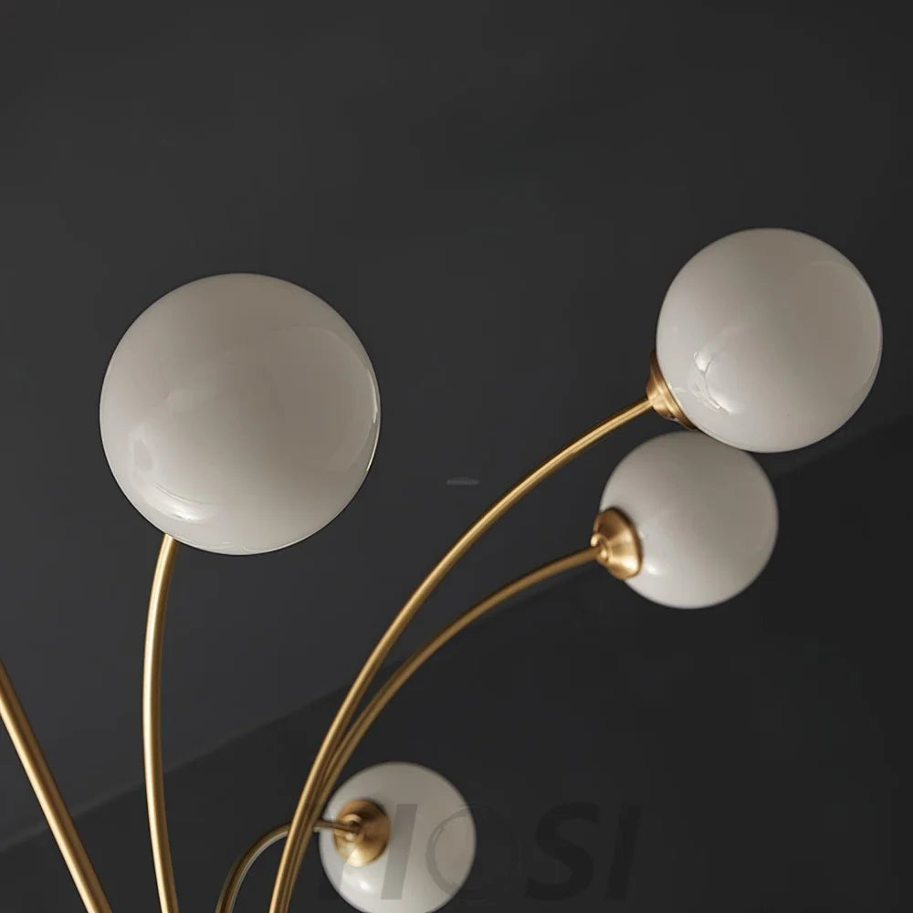 Millender Chandelier with 6/8/10/12 heads - Bend, Brass&Opaque, Brass&White, Marshmallow Chandelier-1-Yiosilamp