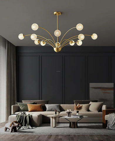 Millender Chandelier with 6/8/10/12 heads 12 heads ∅ 47.2″ x H 13.8″ / Dia 120cm x H 35cm / Brass + Opaque Chandelier